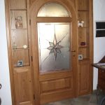 Portoncini di Entrata porta per ingresso.vista lato esterno e vista lato interno con soluzione personalizzata. vetro artistico cristal.